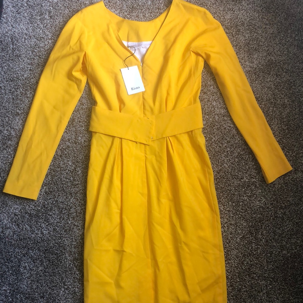 Bright lemon yellow formal dress